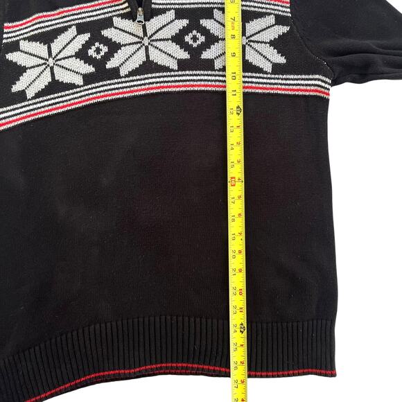 Eddie Bauer Men’s Fair Isle Half Zip Sweater Black Red Gray Cotton M - Picture 5 of 8